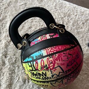 NWOT Mini Basketball Colorful Graffiti Print Women's Bag